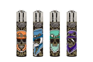 Isqueiros Clipper Marked Skulls bandeja 48